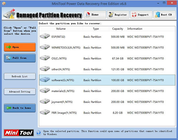 reover-files-on-inaccessible-partition-select-the-partition-you-want-to-recover